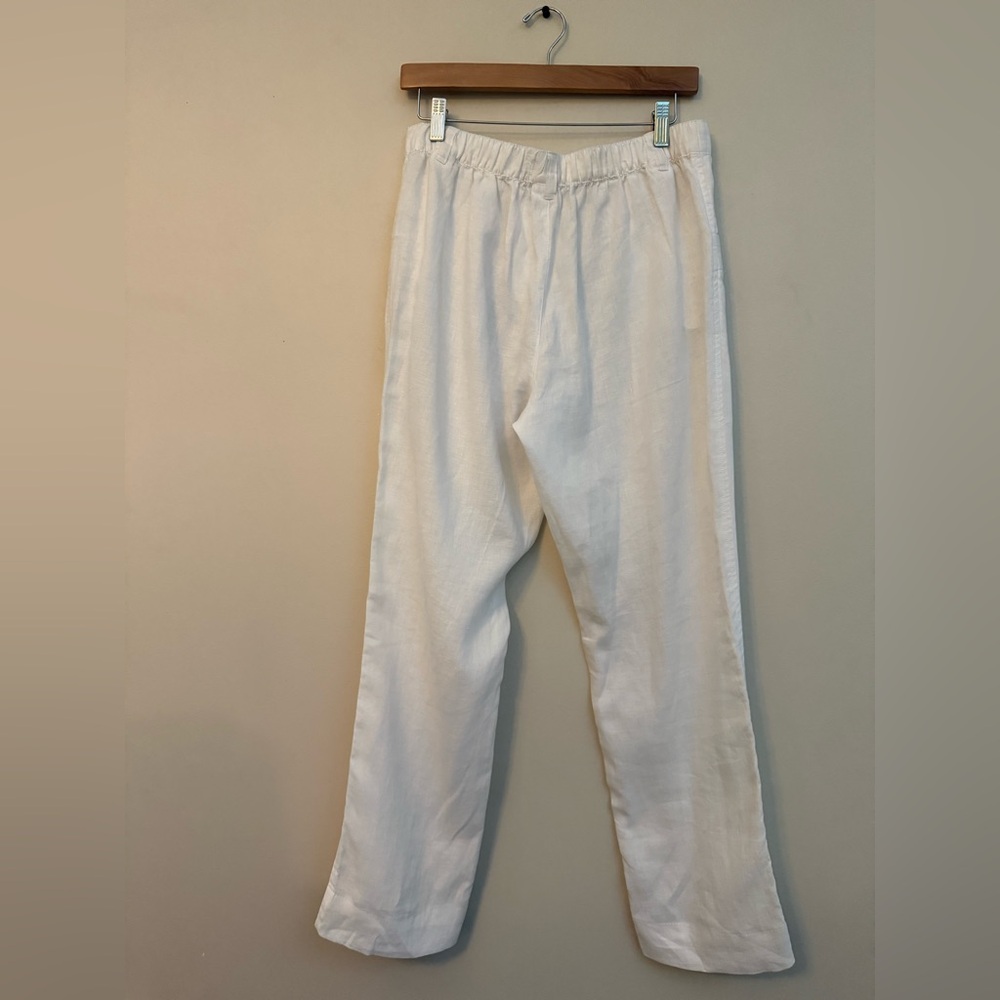 Nicole Miller While Straight Leg 100% Linen Pants - Picture 2 of 3